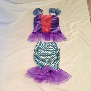 Mermaid Halloween Costume Dress Up Girls M 4-6yrs Purple Teal